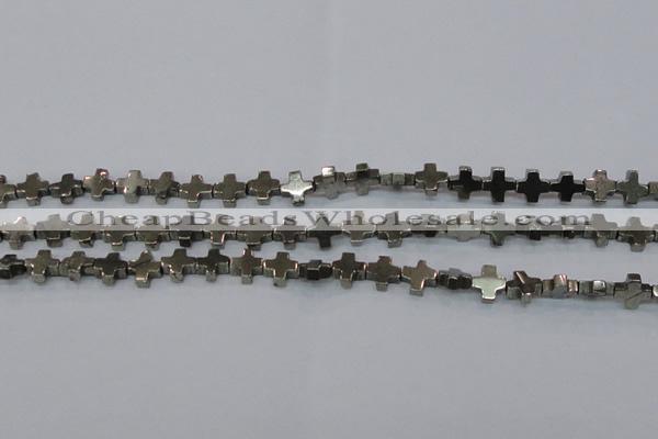 CPY582 15.5 inches 11*11mm cross pyrite gemstone beads wholesale