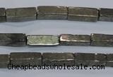 CPY592 15.5 inches 4*12mm cuboid pyrite gemstone beads