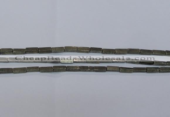 CPY592 15.5 inches 4*12mm cuboid pyrite gemstone beads