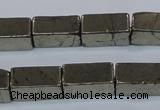 CPY593 15.5 inches 8*16mm cuboid pyrite gemstone beads