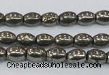 CPY597 15.5 inches 6*8mm rice pyrite gemstone beads wholesale