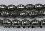 CPY598 15.5 inches 8*10mm rice pyrite gemstone beads wholesale