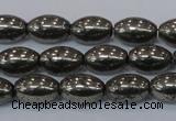 CPY599 15.5 inches 8*12mm rice pyrite gemstone beads wholesale