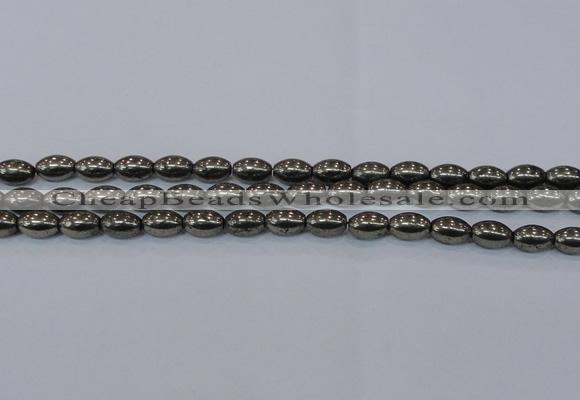 CPY599 15.5 inches 8*12mm rice pyrite gemstone beads wholesale