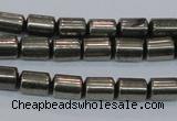 CPY608 15.5 inches 6*9mm tube pyrite gemstone beads