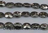 CPY630 15.5 inches 6*8mm faceted oval pyrite gemstone beads