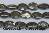 CPY631 15.5 inches 8*10mm faceted oval pyrite gemstone beads