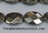 CPY633 15.5 inches 15*20mm faceted oval pyrite gemstone beads