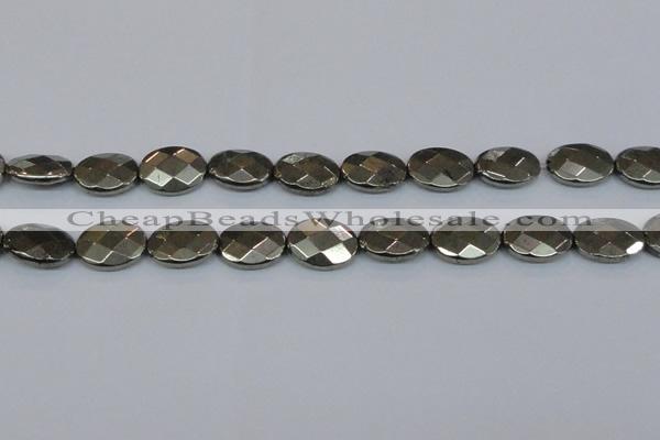 CPY633 15.5 inches 15*20mm faceted oval pyrite gemstone beads