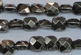 CPY635 15.5 inches 8*8mm faceted square pyrite gemstone beads