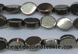 CPY641 15.5 inches 8*10mm oval pyrite gemstone beads wholesale