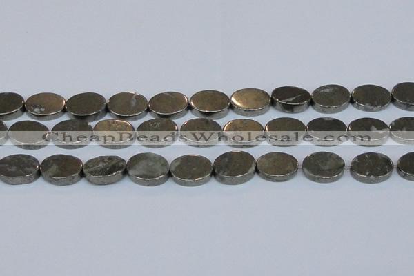 CPY644 15.5 inches 13*18mm oval pyrite gemstone beads wholesale