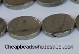 CPY645 15.5 inches 15*20mm oval pyrite gemstone beads wholesale