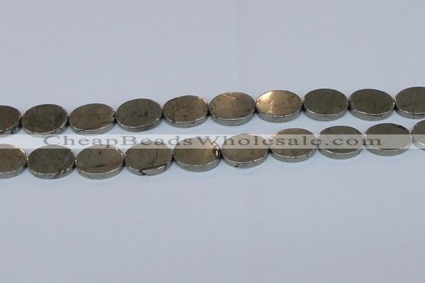 CPY645 15.5 inches 15*20mm oval pyrite gemstone beads wholesale