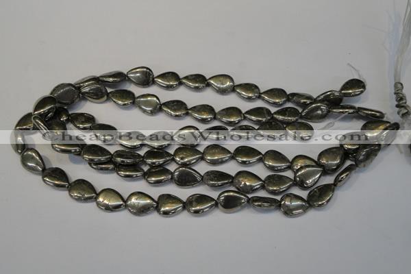 CPY65 15.5 inches 12*16mm flat teardrop pyrite gemstone beads wholesale