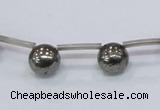 CPY665 Top drilled 10mm round pyrite gemstone beads wholesale