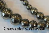 CPY74 15.5 inches 4mm - 18mm round pyrite gemstone beads wholesale