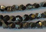 CPY77 15.5 inches 7-8mm faceted nuggets pyrite gemstone beads