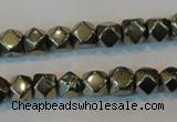 CPY78 15.5 inches 8-9mm faceted nuggets pyrite gemstone beads