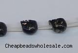 CPY787 Top drilled 8mm carved skull pyrite gemstone beads