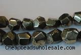 CPY79 15.5 inches 9-10mm faceted nuggets pyrite gemstone beads