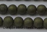 CPY814 15.5 inches 6mm round matte pyrite beads wholesale