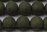 CPY817 15.5 inches 12mm round matte pyrite beads wholesale