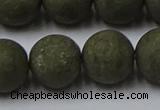 CPY819 15.5 inches 16mm round matte pyrite beads wholesale