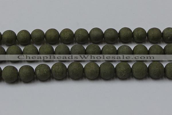 CPY820 15.5 inches 18mm round matte pyrite beads wholesale