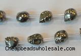 CPY83 15.5 inches 8mm carved skull pyrite gemstone beads wholesale