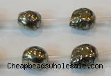 CPY85 15.5 inches 12mm carved skull pyrite gemstone beads wholesale