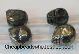 CPY87 15.5 inches 14mm carved skull pyrite gemstone beads wholesale