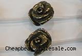 CPY95 15.5 inches 18mm carved rose pyrite gemstone beads wholesale