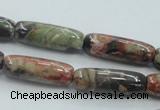 CRA08 15.5 inches 9*25mm cylinder natural rainforest agate beads