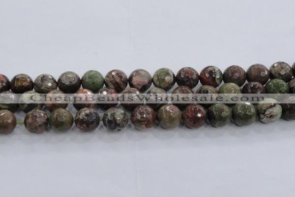 CRA106 15.5 inches 18mm faceted round rainforest agate beads