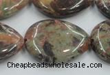 CRA20 15.5 inches 22*30mm flat teardrop natural rainforest agate beads