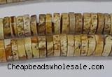 CRB1017 15.5 inches 2*6mm heishi picture jasper beads wholesale