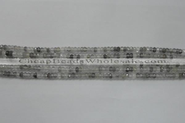 CRB105 15.5 inches 2.5*4mm faceted rondelle cloudy quartz beads