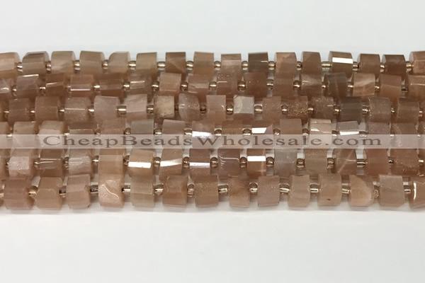 CRB1061 15.5 inches 5*8mm - 6*8mm faceted tyre moonstone beads