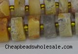 CRB1247 15.5 inches 6*12mm tyre matte crazy lace agate beads