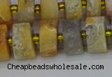 CRB1248 15.5 inches 7*14mm tyre matte crazy lace agate beads