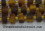 CRB1252 15.5 inches 5*8mm tyre matte yellow tiger eye beads