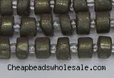 CRB1259 15.5 inches 5*8mm tyre matte pyrite gemstone beads