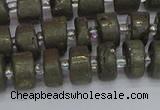 CRB1260 15.5 inches 6*10mm tyre matte pyrite gemstone beads