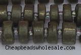 CRB1261 15.5 inches 6*12mm tyre matte pyrite gemstone beads