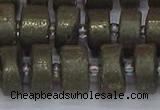 CRB1262 15.5 inches 7*14mm tyre matte pyrite gemstone beads