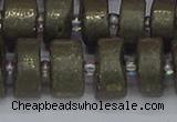 CRB1263 15.5 inches 8*16mm tyre matte pyrite gemstone beads