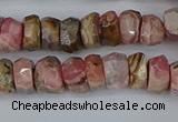 CRB1283 15.5 inches 5*8mm faceted rondelle rhodochrosite beads