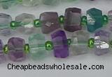 CRB1288 15.5 inches 6*10mm faceted rondelle fluorite beads