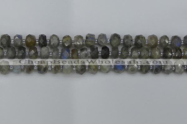 CRB1296 15.5 inches 6*10mm faceted rondelle labradorite beads